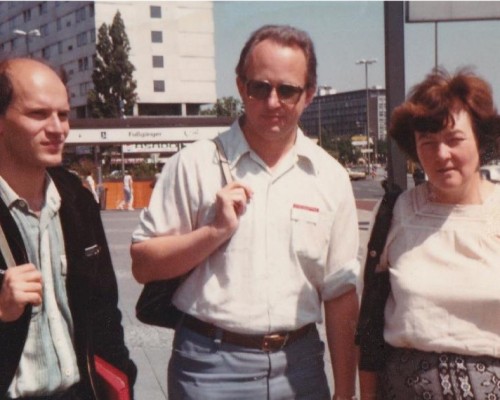 fot. Archiwum własne. Berlin Zachodni, 1981. Od lewej prof. Jacek Waluk, prof. Josef Michla, prof. Anna Grabowska 