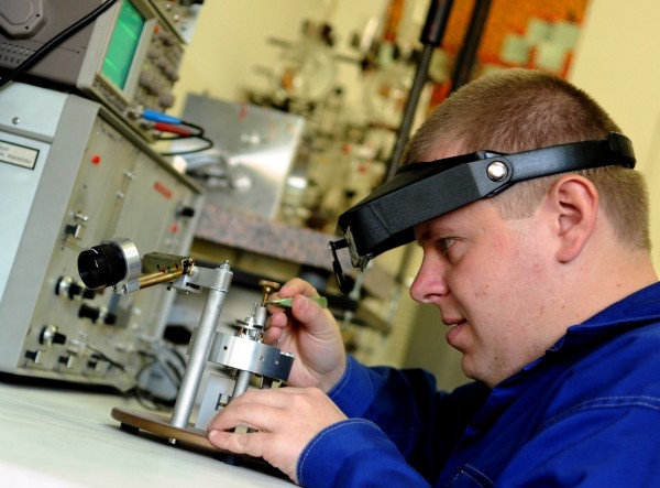 Photo gallery - category: Research - PhD student Tomasz Jaroch from the IPC PAS during preparation of scanning tunneling microscope for the study of polymer films.